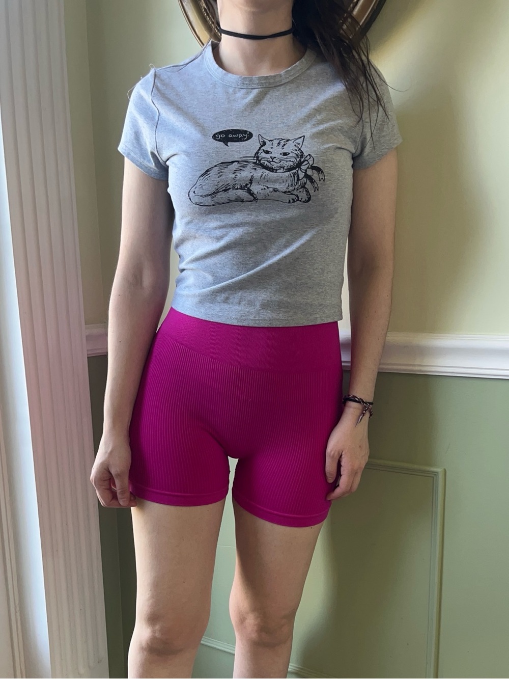Pink spandex scrunch butt shorts